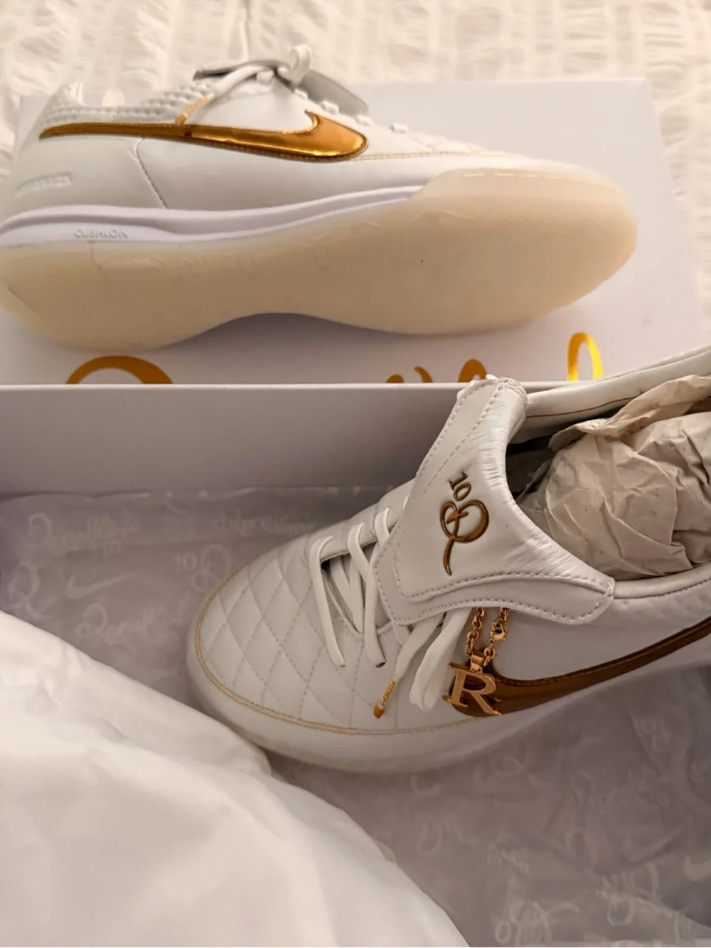 The Ronaldinho x Nike Tiempo Legend 'Touch of Gold' Indoor Shoes